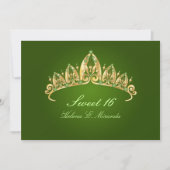 Sweet 16/tiara/emerald-uitnodigingen kaart (Voorkant)