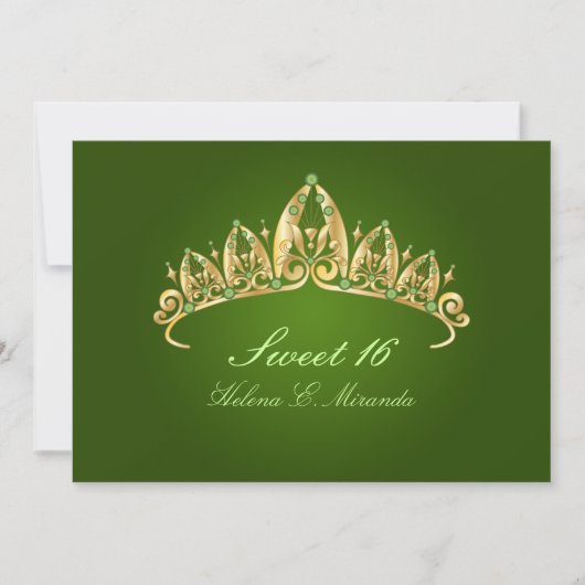 Sweet 16/tiara/emerald-uitnodigingen kaart (Voorkant)