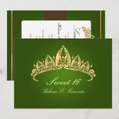 Sweet 16/tiara/emerald-uitnodigingen kaart (Voorkant / Achterkant)