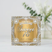 Sweet 16 Tiara Gold Silver Diamond Birthday Party Kaart (Staand voorkant)