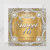 Sweet 16 Tiara Gold Silver Diamond Birthday Party Kaart (Voorkant)