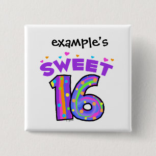Sweet 16-toets - creëer uw eigen knop vierkante button 5,1 cm