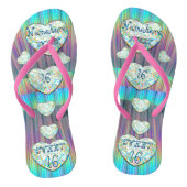 Sweet 16 toont Neon Diamond harten! NAAM TOEVOEGEN Teenslippers (Voetbed)