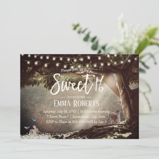 Sweet 16  Tree String Lights Woodland Kaart (Staand voorkant)