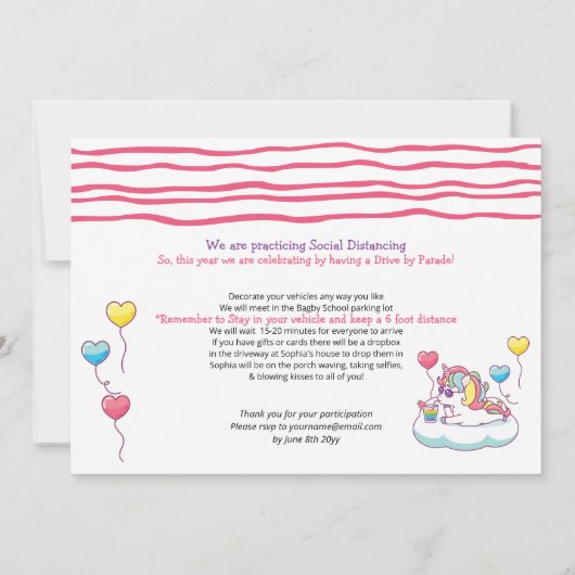 Sweet 16 Trendsetter Unicorn Birthday Parade Kaart (Achterkant)