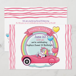 Sweet 16 Trendsetter Unicorn Birthday Parade Kaart