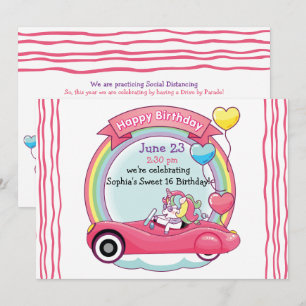 Sweet 16 Trendsetter Unicorn Birthday Parade Kaart