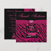Sweet 16 Trendy roze Cake & Zebra Stripes Kaart (Voorkant / Achterkant)