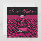 Sweet 16 Trendy roze Cake & Zebra Stripes Kaart (Voorkant)