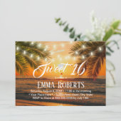 Sweet 16 Tropical Sunset Beach String Lights Kaart (Staand voorkant)