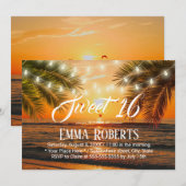 Sweet 16 Tropical Sunset Beach String Lights Kaart (Voorkant / Achterkant)