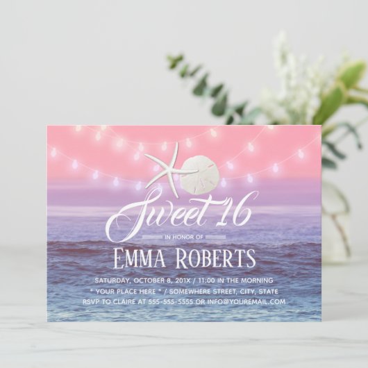 Sweet 16 Tropisch strand Starfish & Sand Dollar Kaart (Staand voorkant)