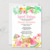 Sweet 16 Tropisch Verjaardagsfeest Hawaïaans Thema Magnetische Uitnodiging (Voorkant)