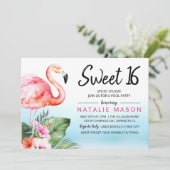 Sweet 16 Tropisch Zwembad Party Verjaardag uitnodi Kaart (Staand voorkant)
