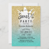 Sweet 16 Tropische ananas Modern Gold Glitter Kaart (Voorkant)