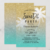 Sweet 16 Tropische beukenpalm Modern Gold Kaart (Voorkant / Achterkant)