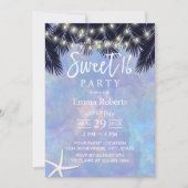 Sweet 16 Tropische palmboom Elegant Waterverf Kaart (Voorkant)