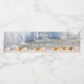 Sweet 16 Tropische Strand Zeeschelpen Golven Waterfles Etiket (Enkel label)