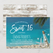 Sweet 16 Tropische strontstrand in fles Kaart (Voorkant / Achterkant)