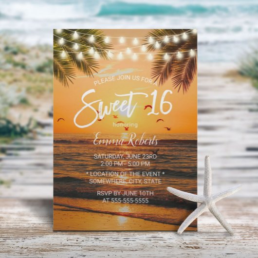 Sweet 16 Tropische zonnepalmstrand Kaart