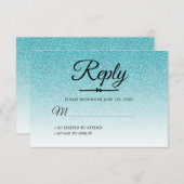 Sweet 16 Turquoise Blue Glitter ombre RSVP Kaart (Voorkant / Achterkant)