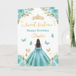 Sweet 16 Turquoise Princess African American Girl Kaart