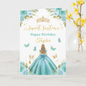 Sweet 16 Turquoise Princess Blonde Girl Kaart (Gele Bloem)