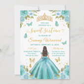 Sweet 16 Turquoise Princess Brunette Girl Kaart (Voorkant)