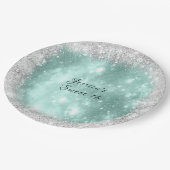 Sweet 16  Turquoise Sparkle, zilver Glitter Papieren Bordje (Gekanteld)