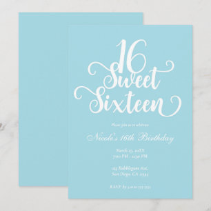 Sweet 16 Turquoise & White Chic Verjaardagsfeestje Kaart