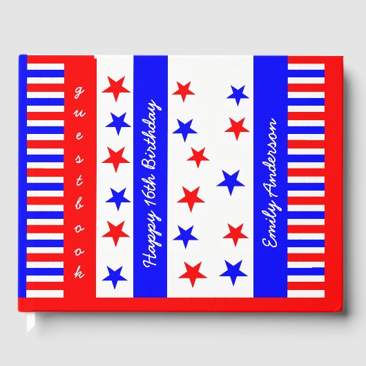 Sweet 16 Typografie Gastenboek (Voorkant)