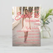 Sweet 16 Uitnodiging Aangepaste foto sjabloon ontw (Staand voorkant)