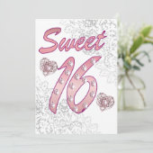 Sweet 16 Uitnodiging Kaart/Groet (Staand voorkant)