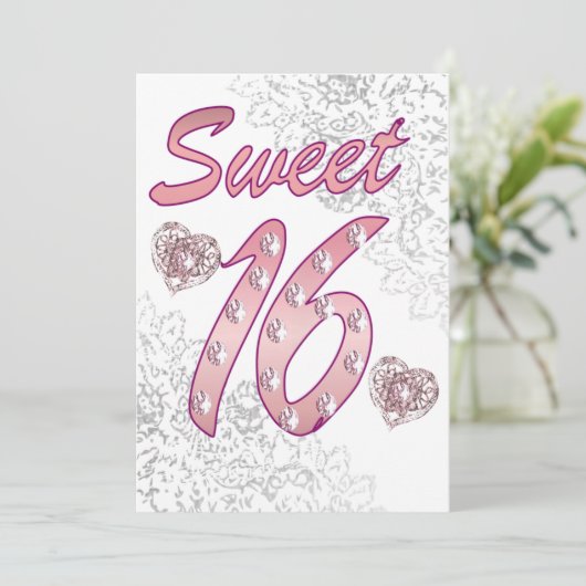Sweet 16 Uitnodiging Kaart/Groet (Staand voorkant)
