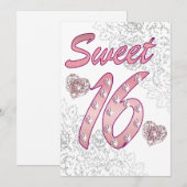 Sweet 16 Uitnodiging Kaart/Groet (Voorkant / Achterkant)