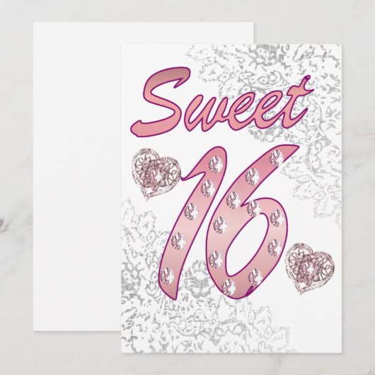 Sweet 16 Uitnodiging Kaart/Groet (Voorkant / Achterkant)
