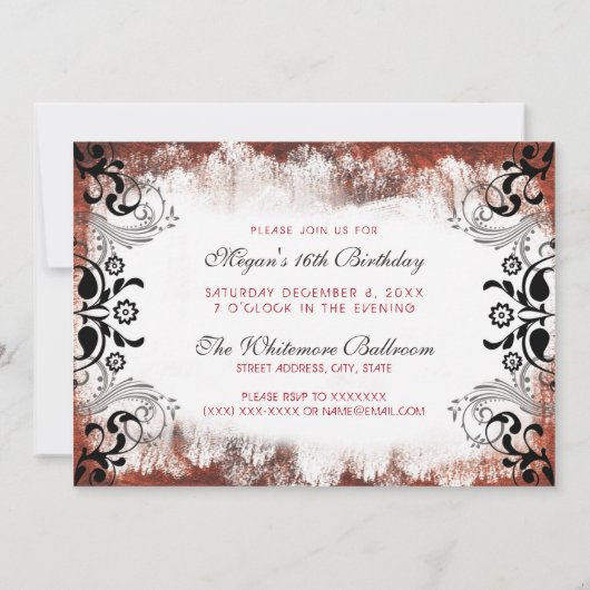 Sweet 16 Uitnodiging Masquerade Party (Achterkant)