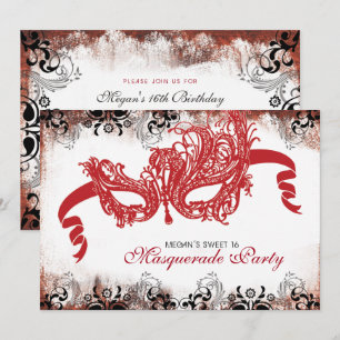 Sweet 16 Uitnodiging Masquerade Party