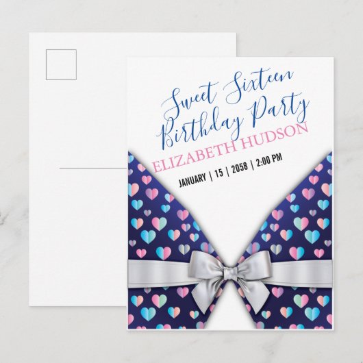 Sweet 16 Uitnodiging met kleurrijke augurken en Bo (Voorkant / Achterkant)