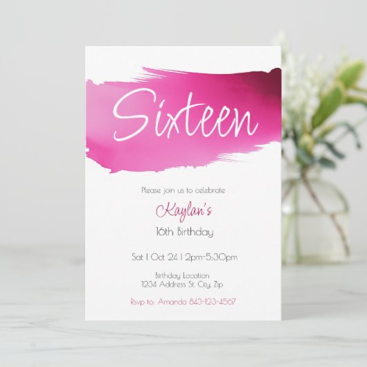 Sweet 16 uitnodiging op zaterdag (Staand voorkant)