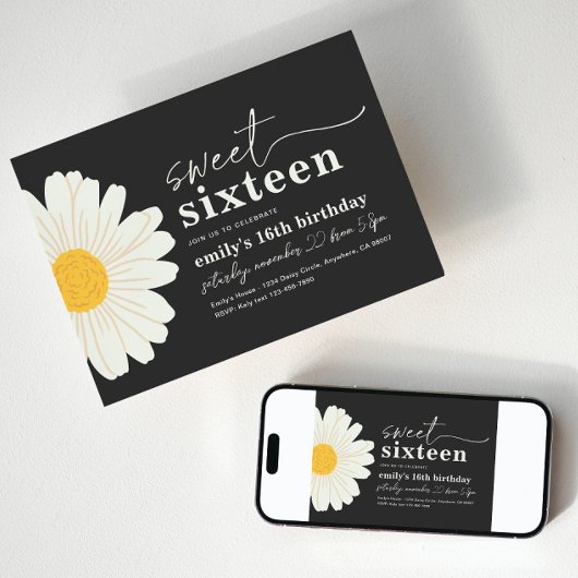 Sweet 16 uitnodiging op zaterdag