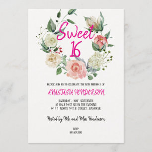 Sweet 16 uitnodiging op zaterdag