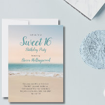 Sweet 16 Uitnodiging Tropisch Beach Theme Party