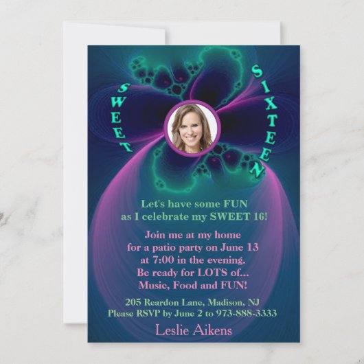 SWEET 16 uitnodiging van de Partij van de Schrappi (Voorkant)