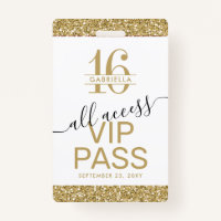Sweet 16 Uitnodiging VIP Pass White en Gold