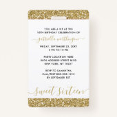 Sweet 16 Uitnodiging VIP Pass White en Gold Badge (Achterkant)