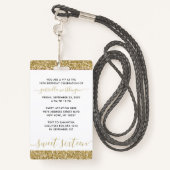 Sweet 16 Uitnodiging VIP Pass White en Gold Badge (Achterkant met draagriem)
