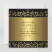 Sweet 16 | Uitnodiging voor Gold & Black Damask (Achterkant)