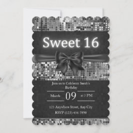 Sweet 16 Uitnodiging - Zwart en Zilveren Boog
