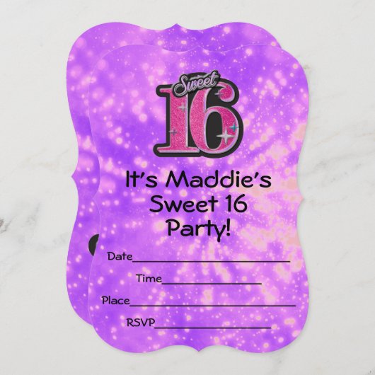 Sweet 16 Uitnodigingen (Voorkant / Achterkant)